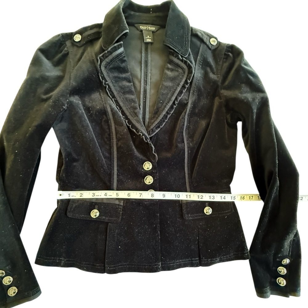 White House Black Market Black Velvet Blazer Jacket W’s 6 Fitted Button Front - Picture 9 of 10